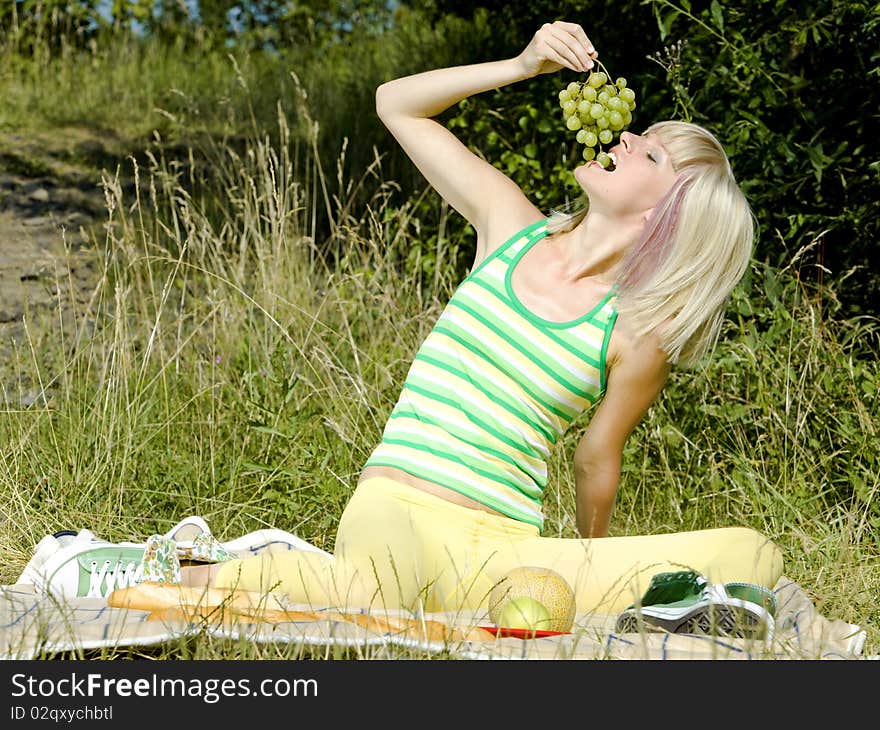 Woman at picnic