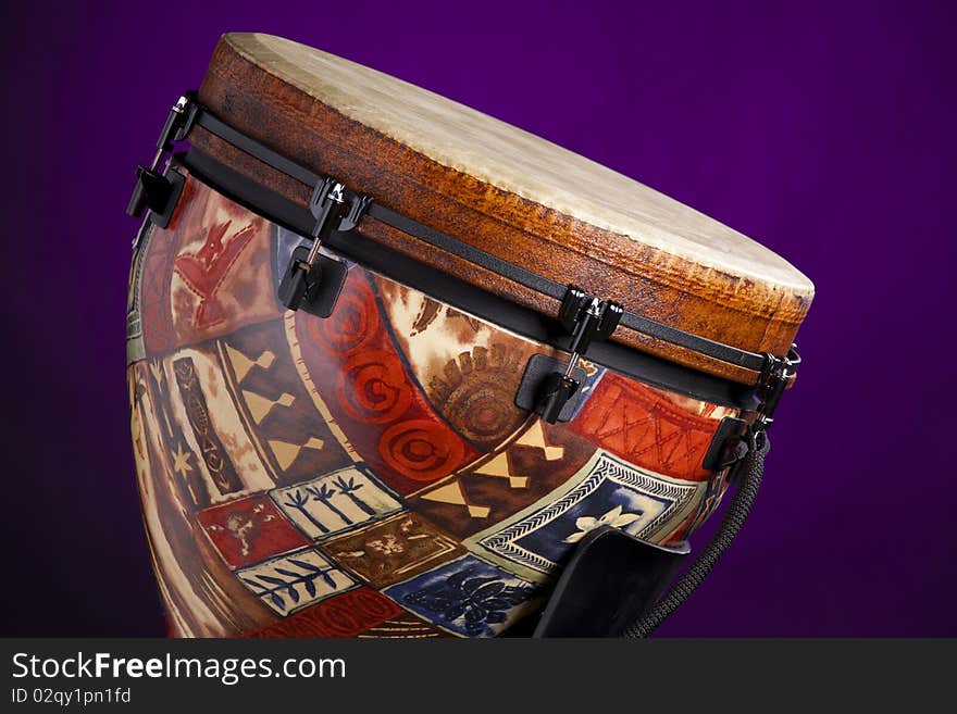 African Latin Djembe Drum on Purple