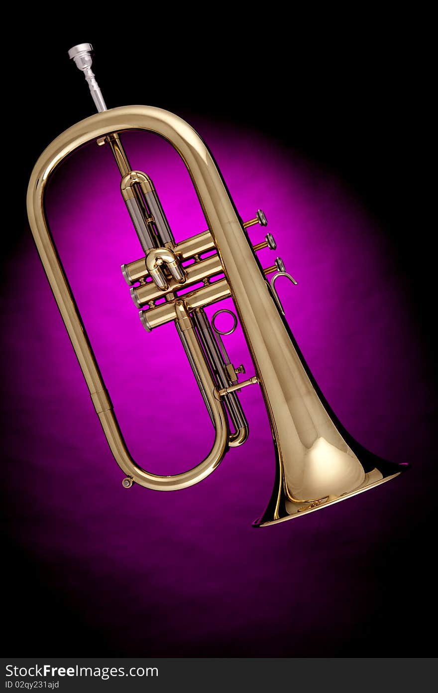 Flugalhorn Trumpet Isolated On Pink