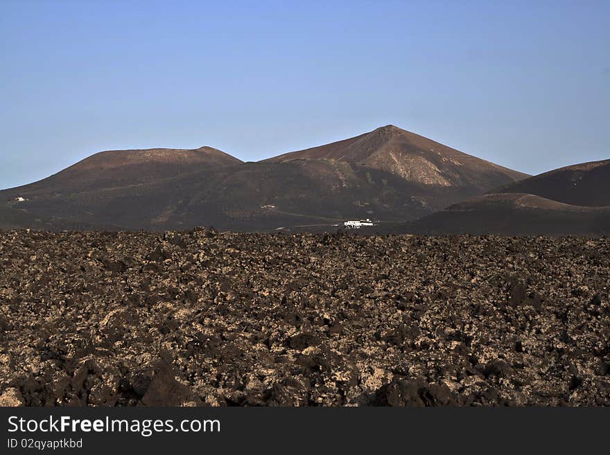 Volcanic landscape in national park Timanfaya