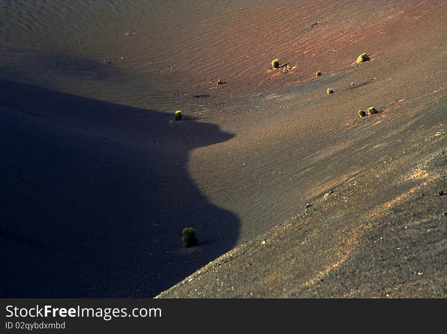 Volcanic landscape in national park Timanfaya