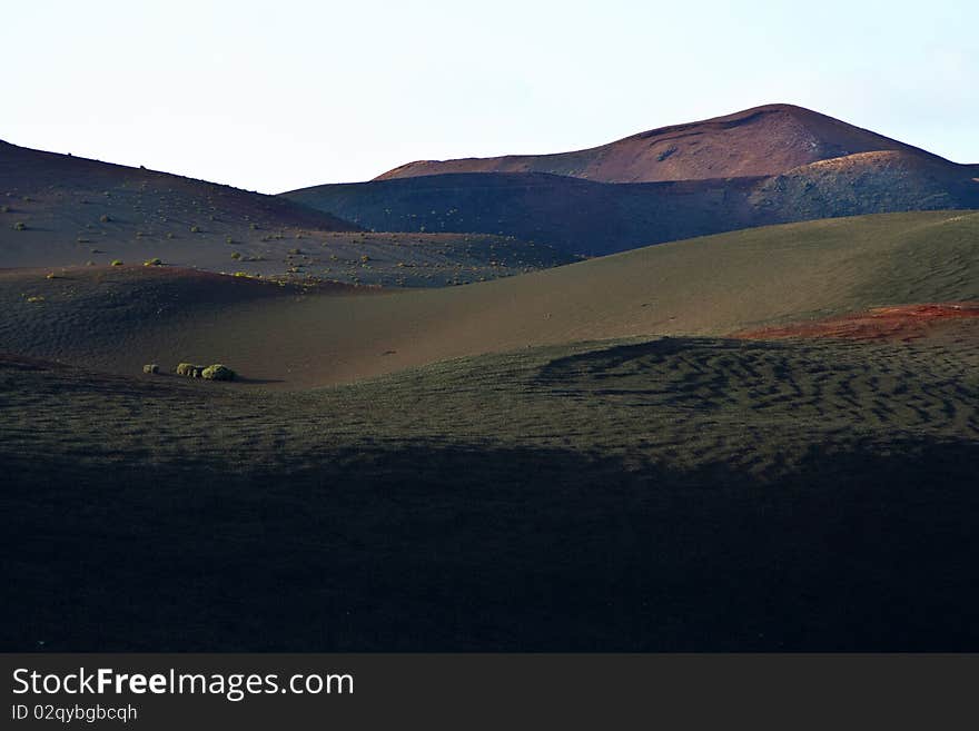 Volcanic landscape in national park Timanfaya