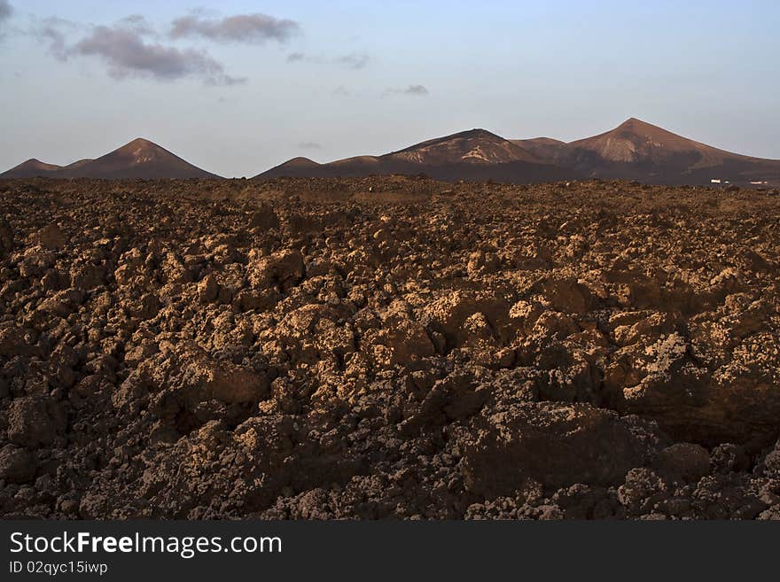 Volcanic landscape in national park Timanfaya