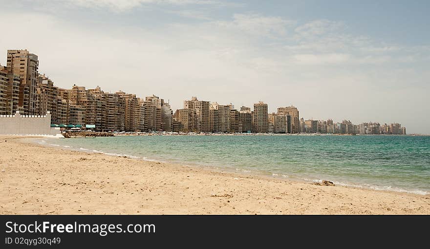 View on seafront city