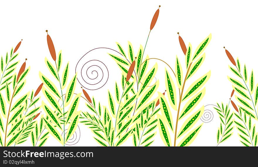 Abstract floral illustration with decorative leaves. Abstract floral illustration with decorative leaves