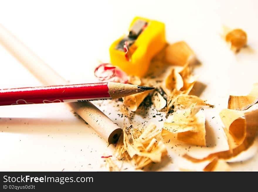 The pencils isolated on the white background