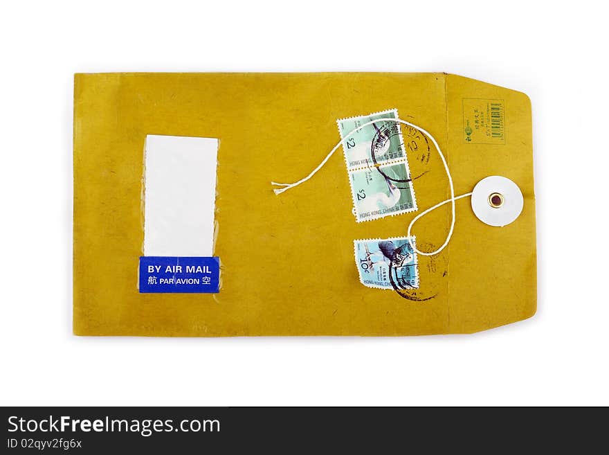 Used Open Paper Envelope With Postage Stamps