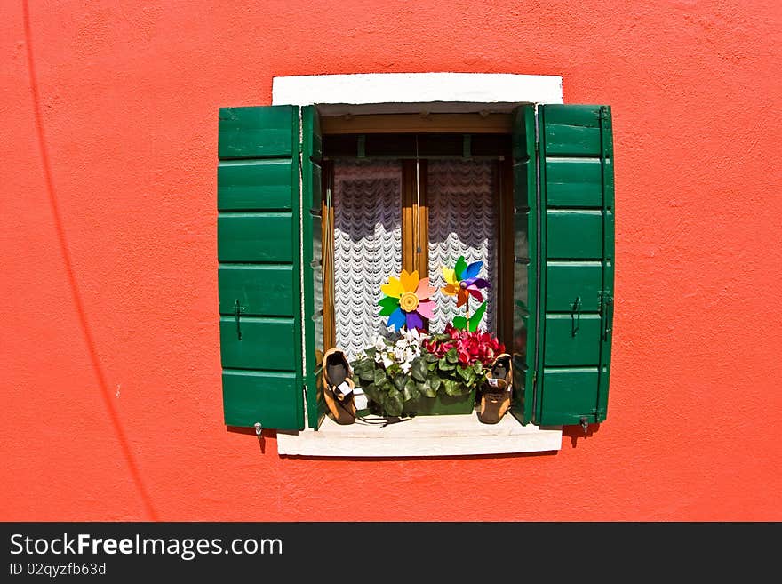 Colorful window in Burano