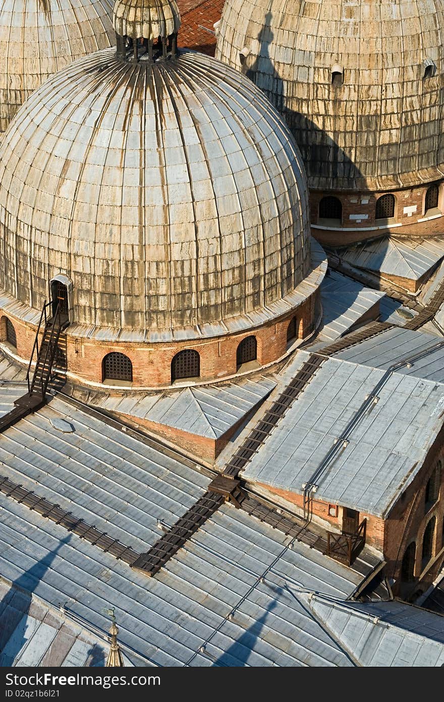 Overlooking the marcus church in venice from campanile de San Marco. Overlooking the marcus church in venice from campanile de San Marco