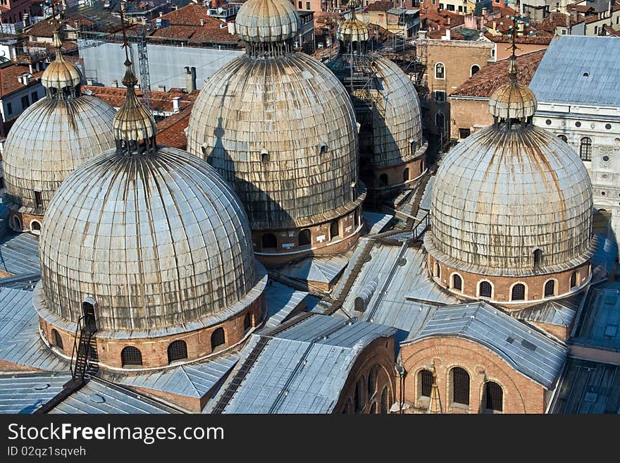 Overlooking the marcus church in venice from campanile de San Marco