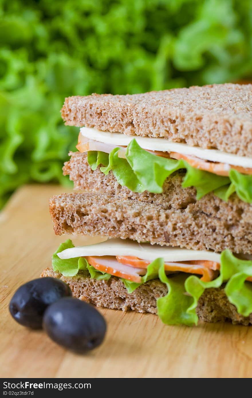 Close up of freshly made sandwich with dietetic bread