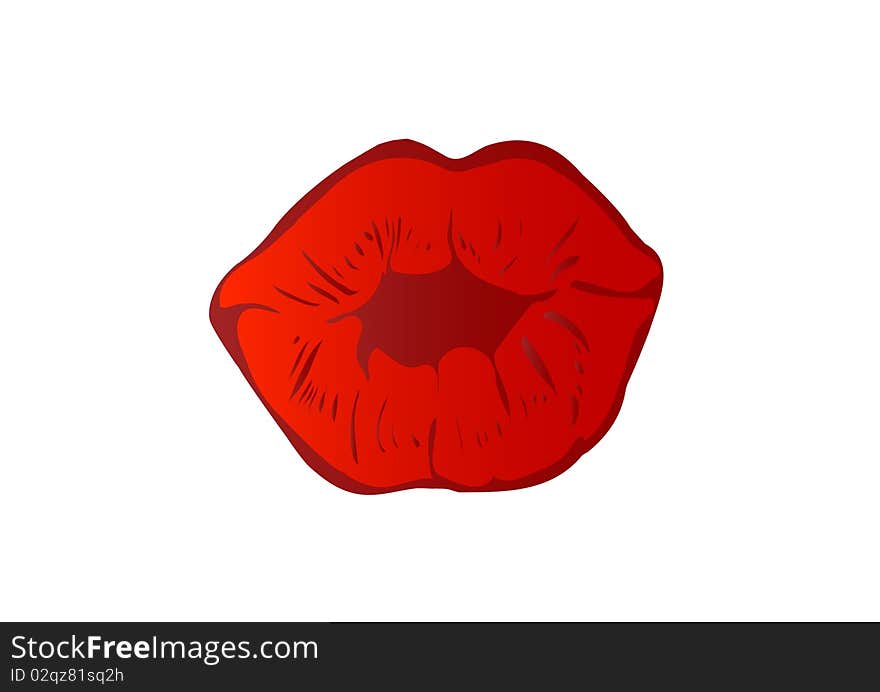 Vector Illustration Red Female Lips