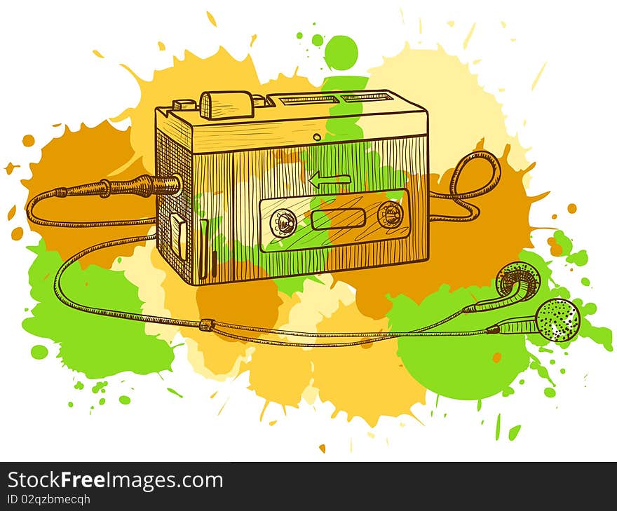 Retro audio cassette or tape recorder