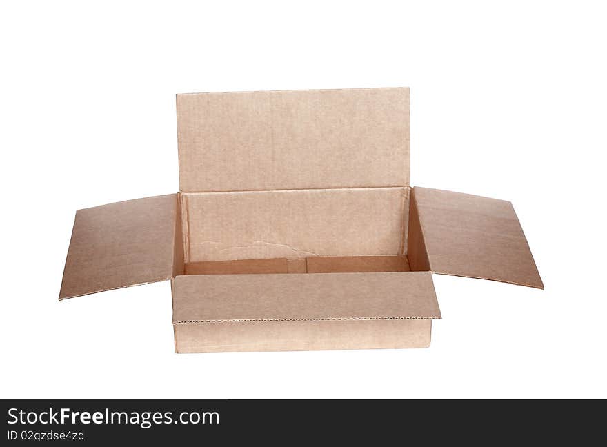 Open cardboard box isolated on white background with clipping path. Open cardboard box isolated on white background with clipping path