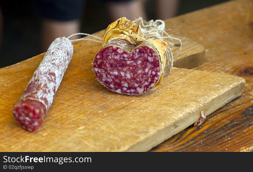 Salami on a italian market