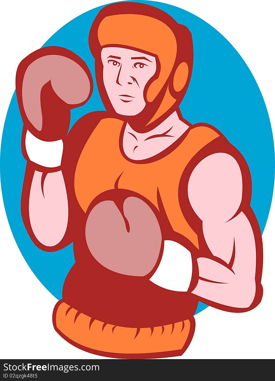 Illustration of an amateur boxer in fighting stance