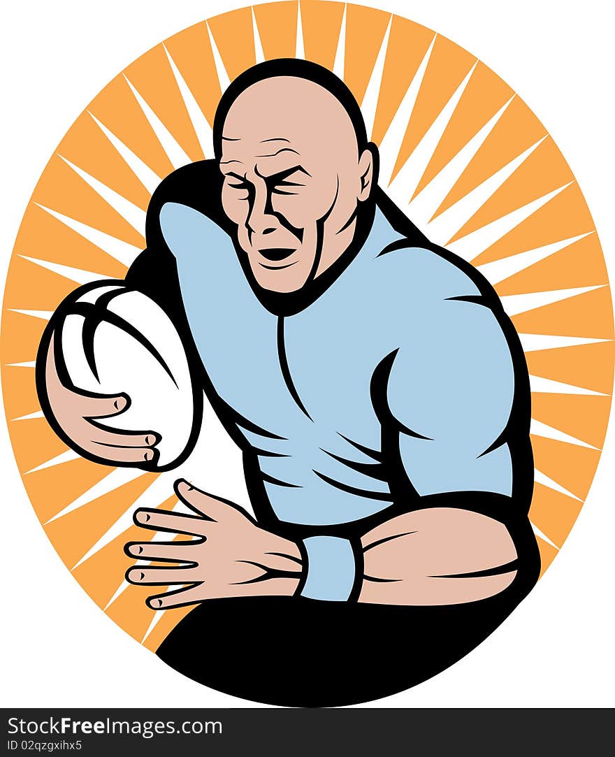 Rugby Player Running With Ball