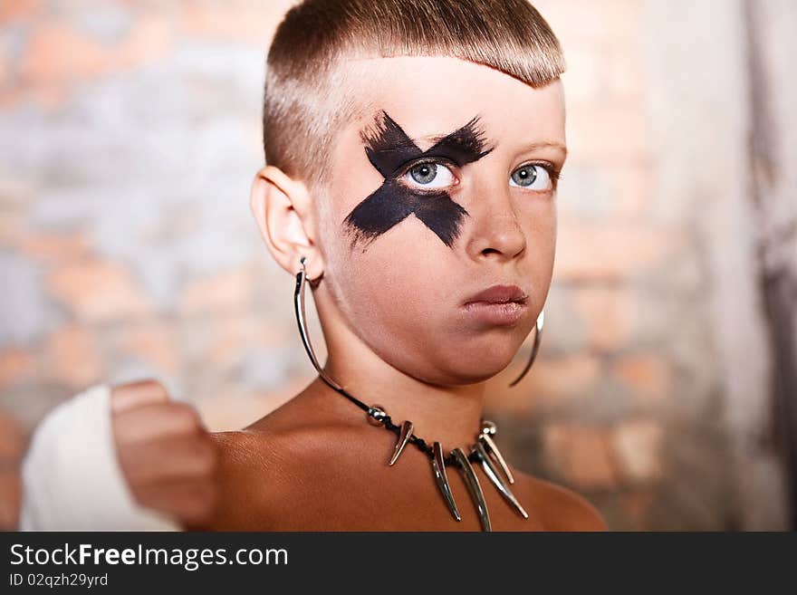 A little kick-boxing boy