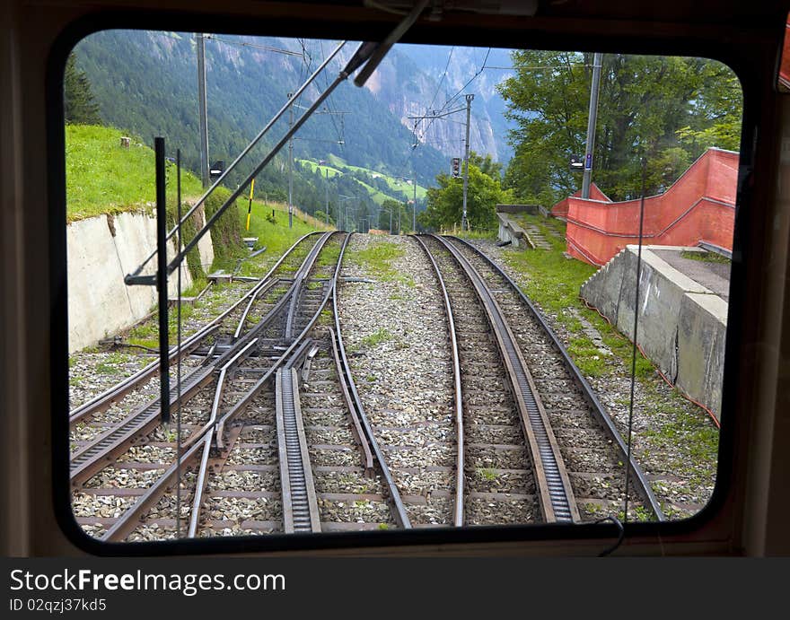 View from a train in the swiss alps