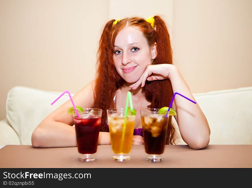 Girl with cocktails