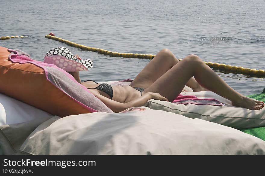 Women at holiday looking sea. Women at holiday looking sea