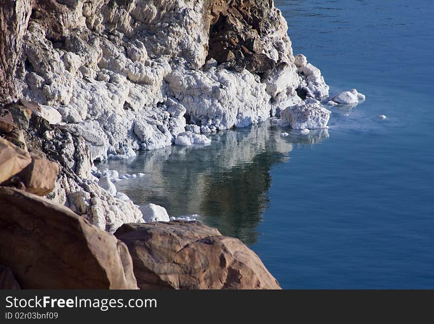 Salt on the coast of the Dead Sea,Jordan. Salt on the coast of the Dead Sea,Jordan.