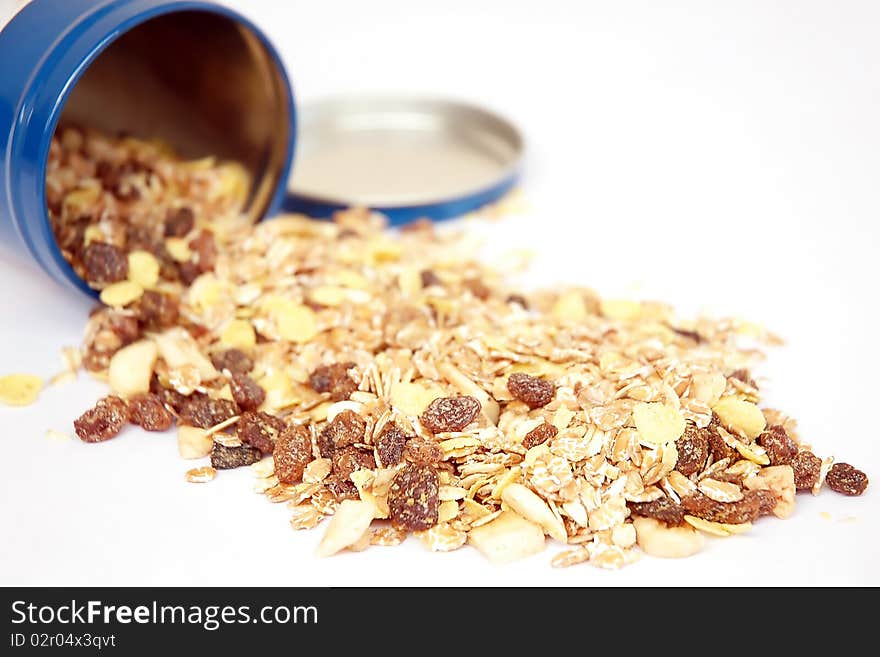 Mixed whole grains on a pure white background