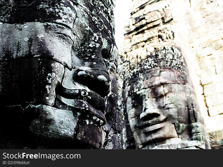 Jayavarman VII portrait in Bayon Temple in Siem Reap, Combodia. Jayavarman VII portrait in Bayon Temple in Siem Reap, Combodia