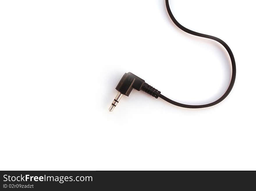 Black stereo mini jack isolated over white background