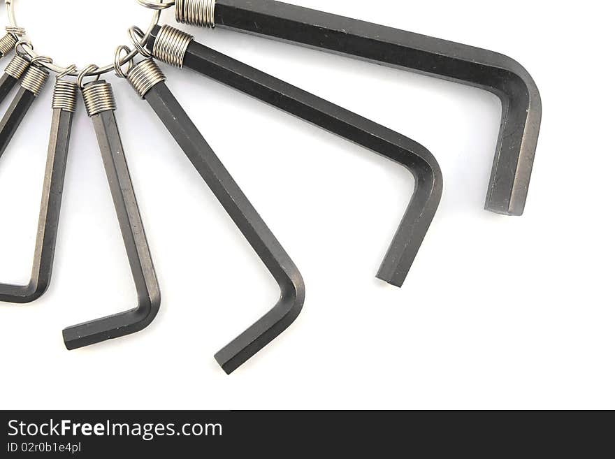 Set of allen wrenches isolated over white background. Set of allen wrenches isolated over white background