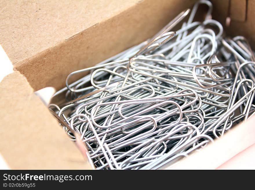 Macro photo of silver metal paper clips