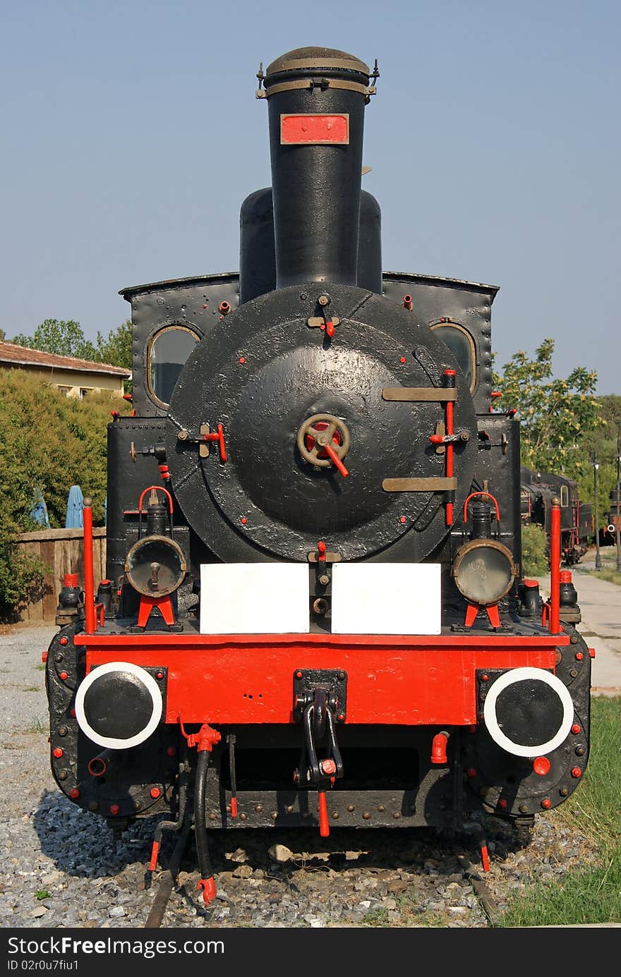 Front ancient locomotive