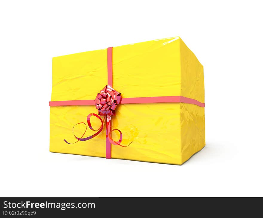 Gift box with red ribbons for the holiday