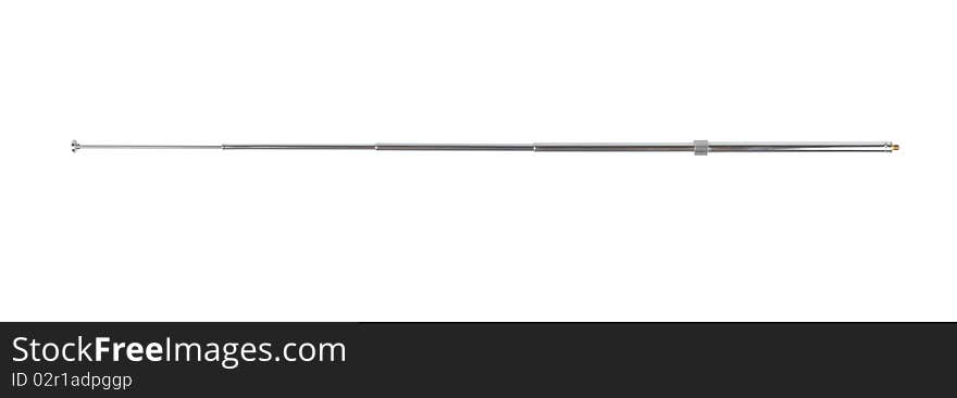 Simple old-time used telescoping antenna isolated over white with clipping path. Simple old-time used telescoping antenna isolated over white with clipping path