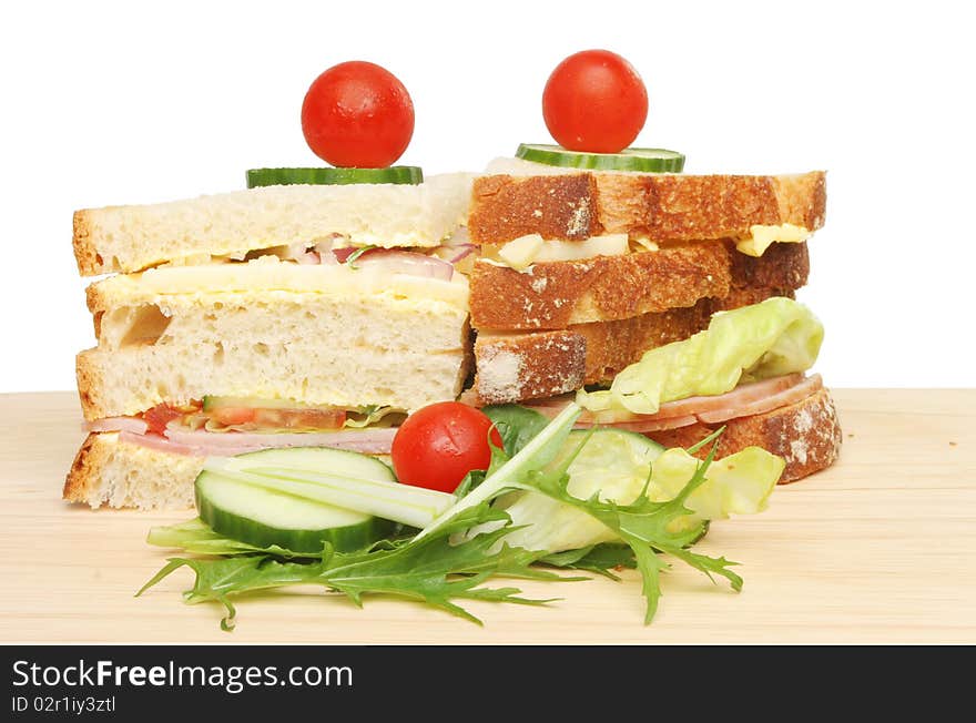 Club sandwich and salad