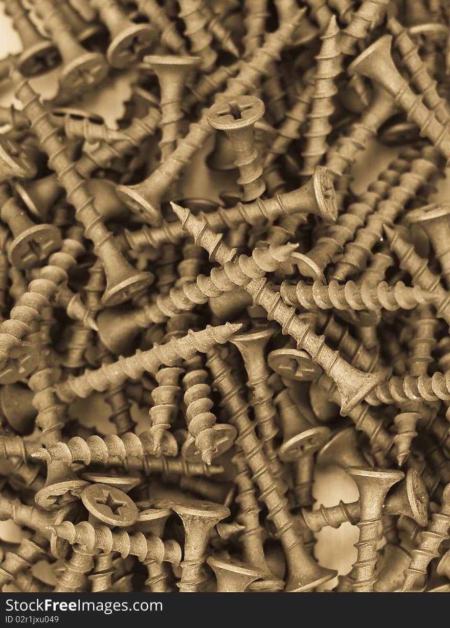 Wood Screws Pile Abstract Background. Wood Screws Pile Abstract Background