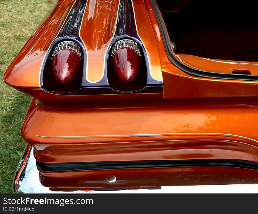Custom hot rod tail lights with unique paint job
