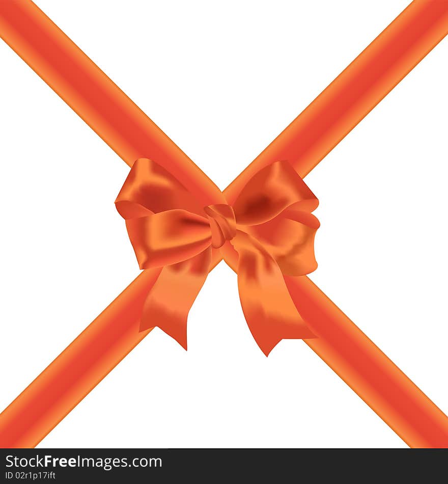 Festive red bow and tape on a white background. Festive red bow and tape on a white background