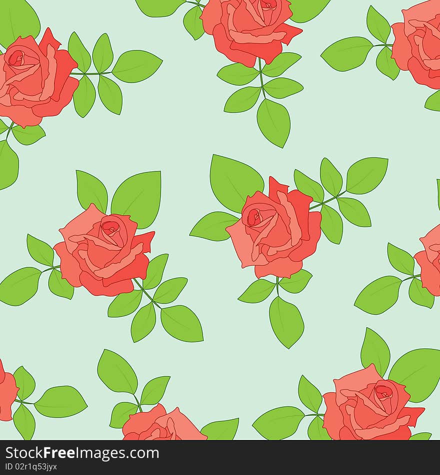 Nice colorful seamless with pink roses. Nice colorful seamless with pink roses