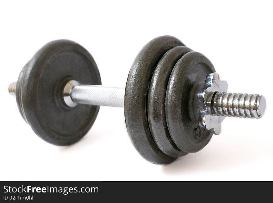 Huge dumbbells against a white background