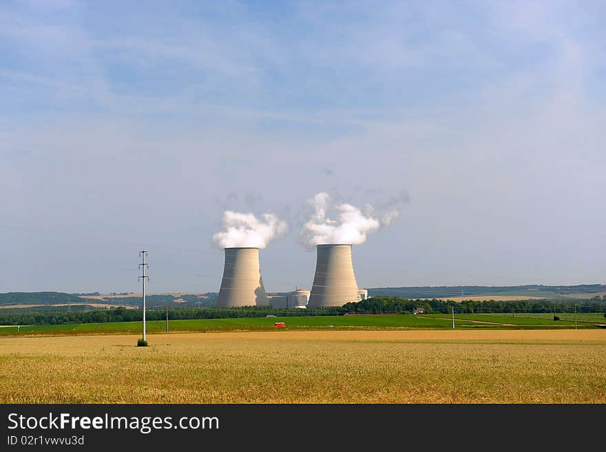 Coal-burning power plant. Atomic power station