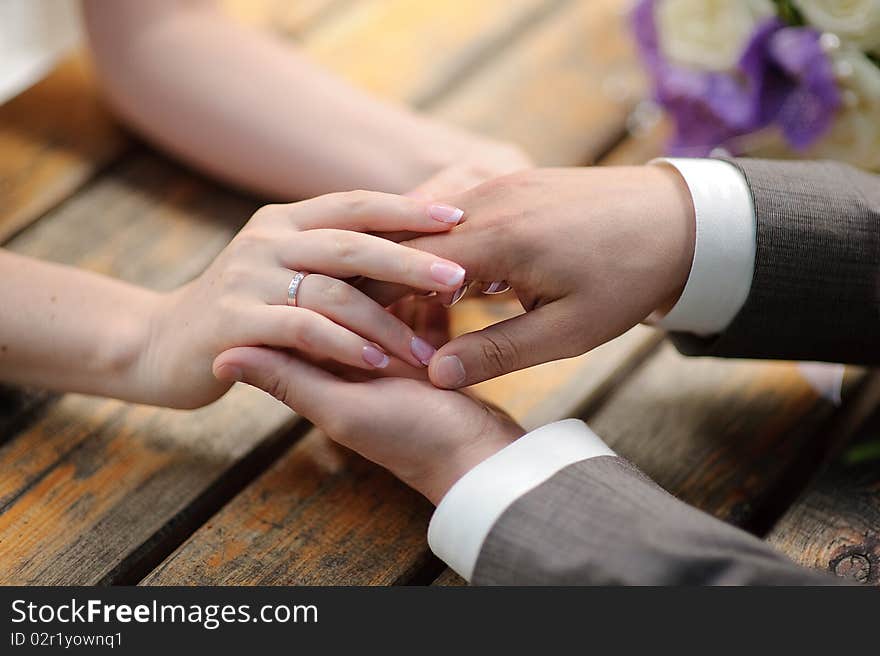 Brides and grooms hands