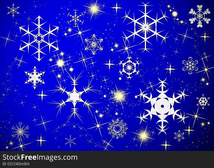 White snowflakes on blue background. White snowflakes on blue background