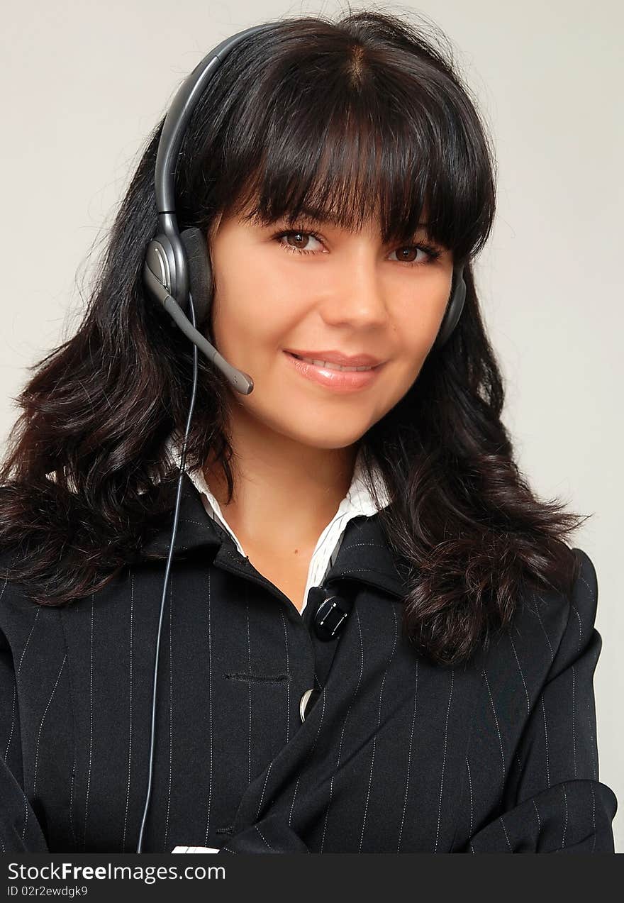 Young beautiful woman with headset