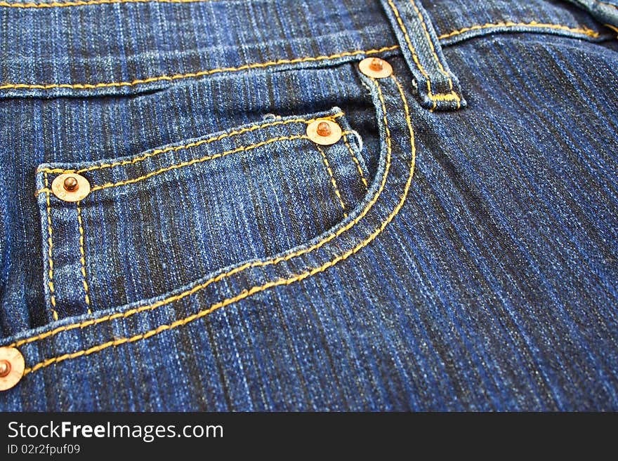 Clouse up Blue Jeans pocket