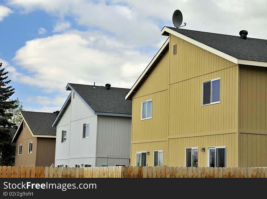 Row of houses with different colors. For building and architecture, urban and modern lifestyle concepts.