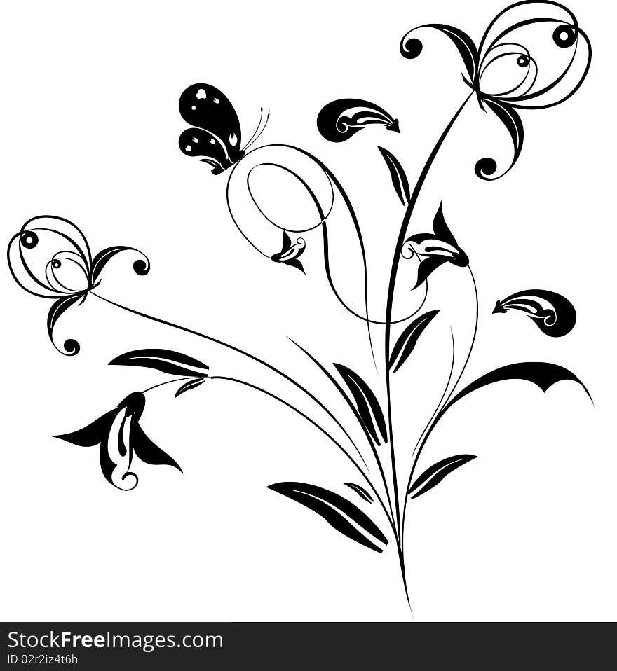 Abstract black floral design illustration. Abstract black floral design illustration