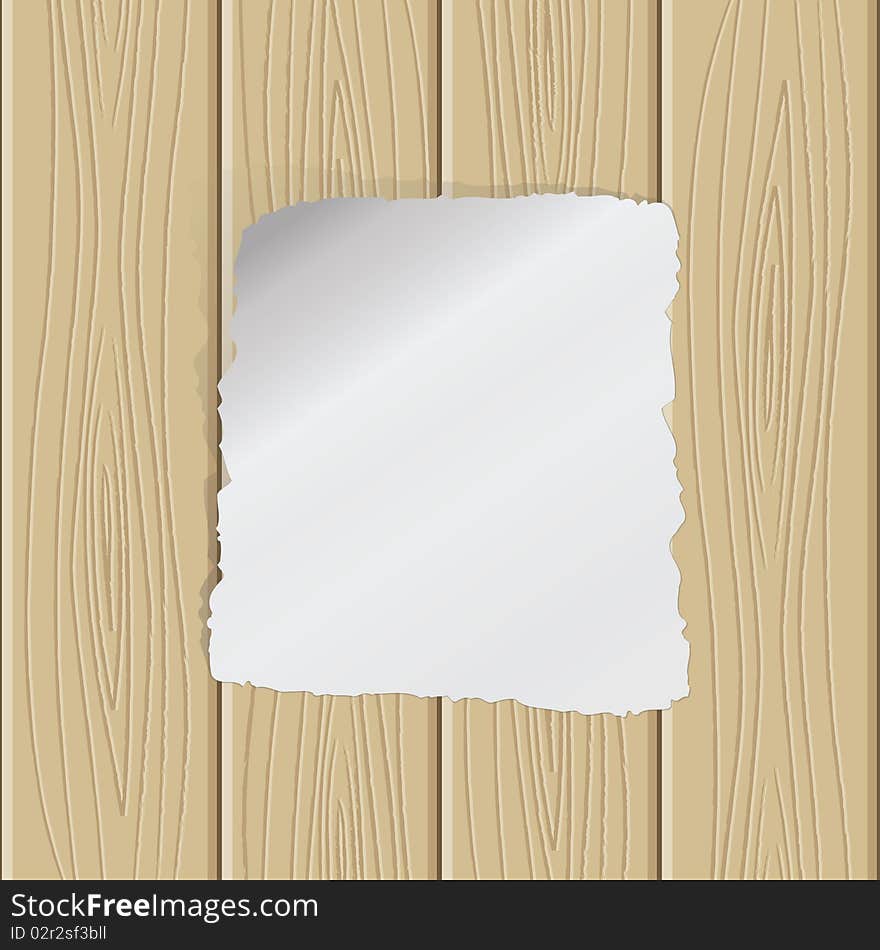 Empty paper on wooden structure. Vector illustration. Empty paper on wooden structure. Vector illustration