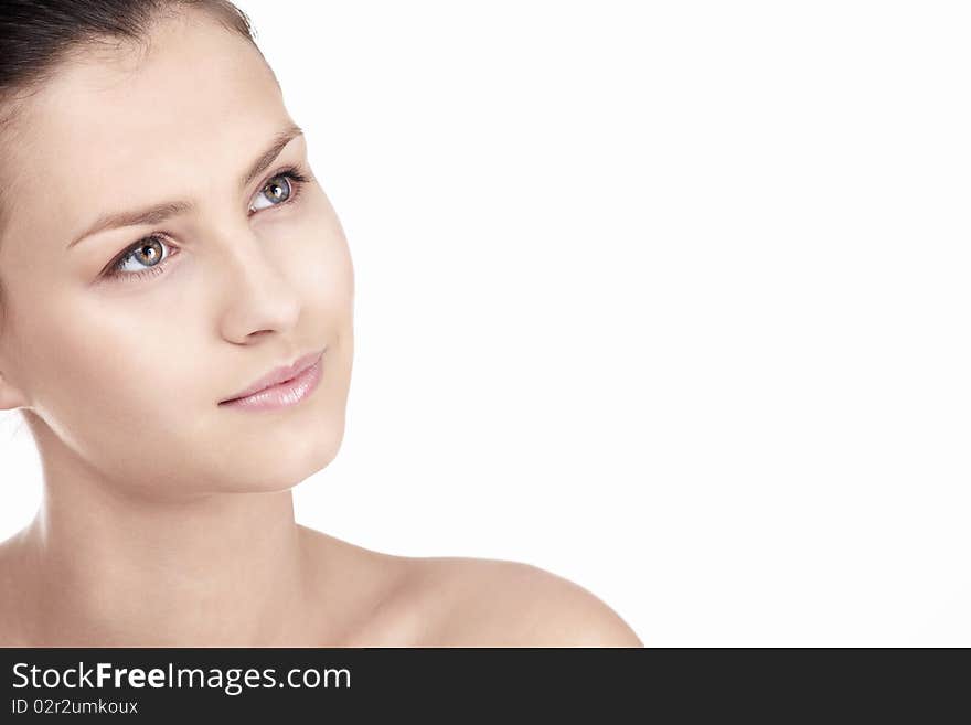 Portrait of a beautiful girl on white background. Portrait of a beautiful girl on white background