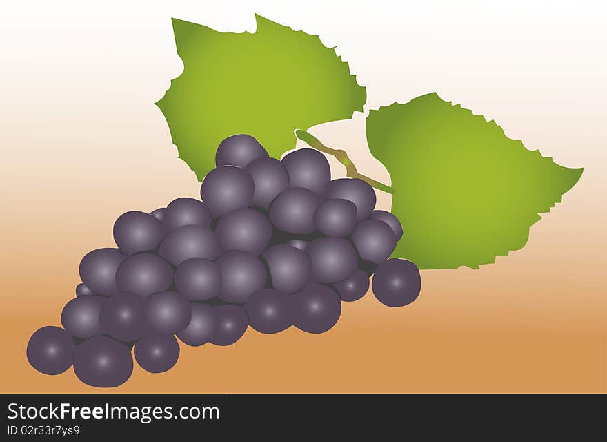 Black grapes with orange white backgraund